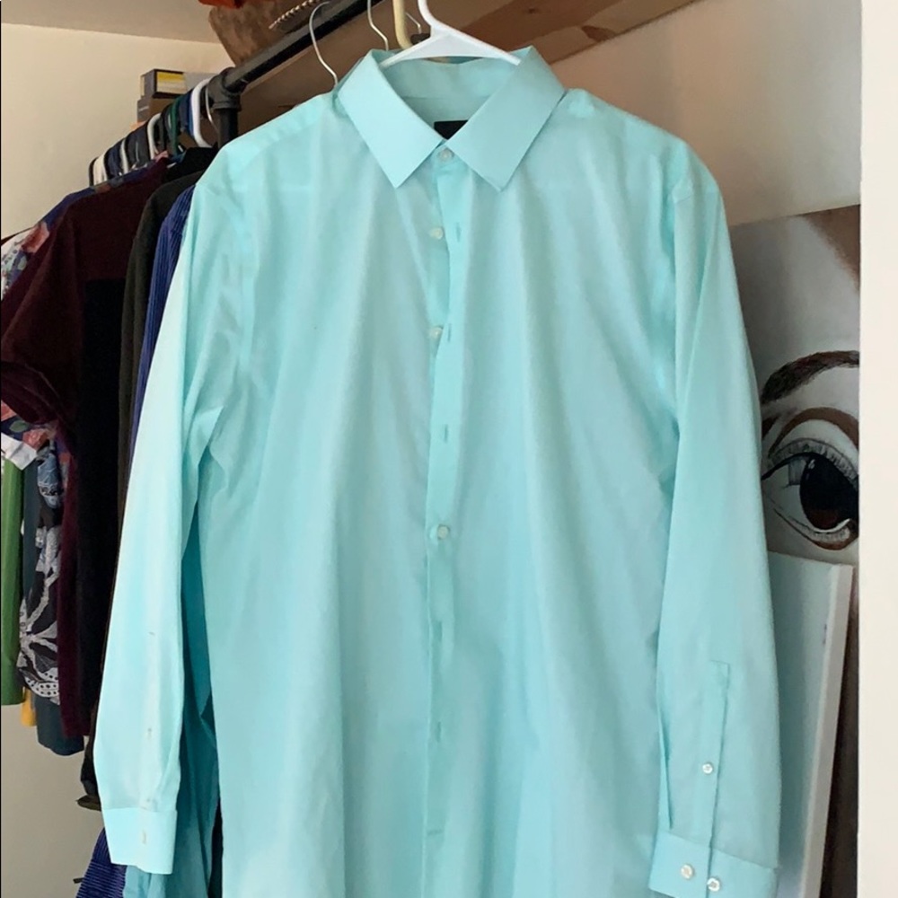 Slim fit paste blue button down